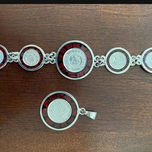 2 Piece Set - Sterling Silver Pendant & Bracelet